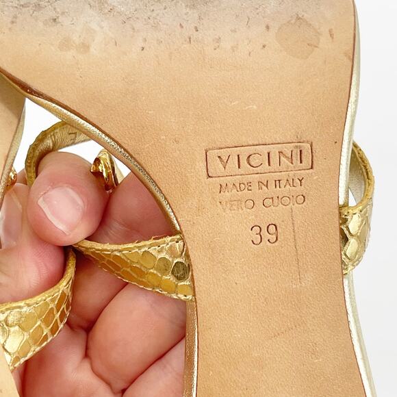Giuseppe Zanotti Gold Crystal Embellished Elephant Metallic Heel Sandals IT 39 - Picture 12 of 13